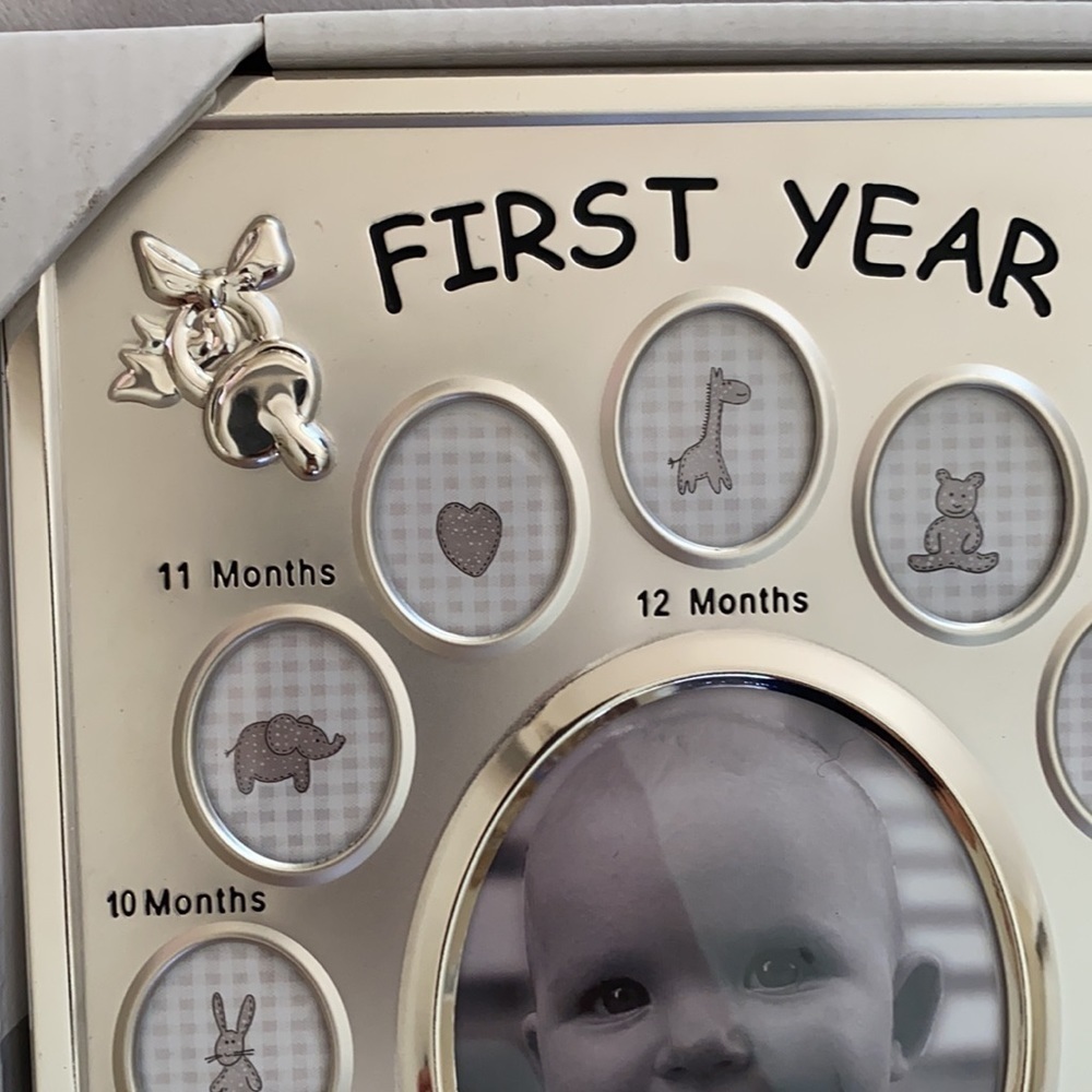 MALDEN International Designs "First Year" Metallic Silver Baby Frame - Picture 2 of 4
